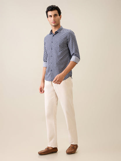 Parx Men Brown Solid Slim Tapered Fit Cotton Blend Trouser