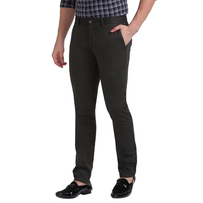 Men Green Lrt Fit Solid Cotton Blend Trouser