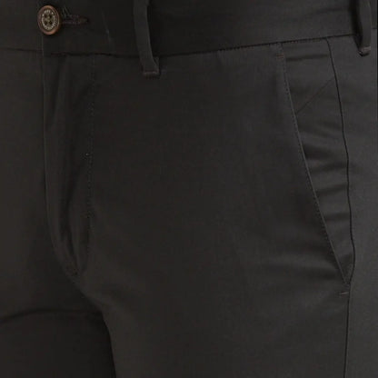 Men Green Lrt Fit Solid Cotton Blend Trouser