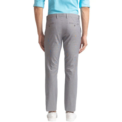 Men Grey Lrt Fit Yarn Dyed Cotton Blend Trouser