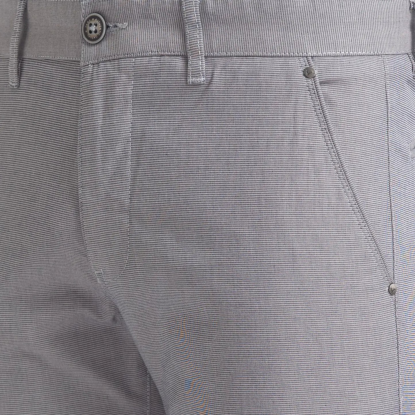 Men Grey Lrt Fit Yarn Dyed Cotton Blend Trouser