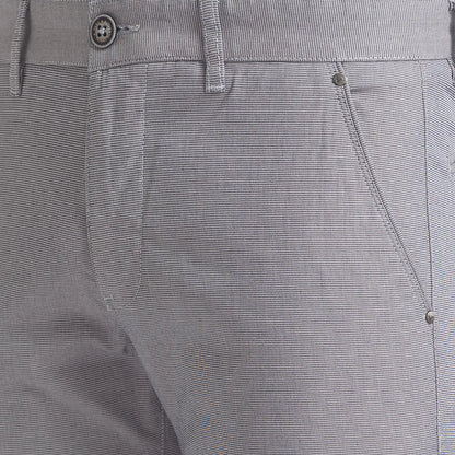 Men Grey Lrt Fit Yarn Dyed Cotton Blend Trouser