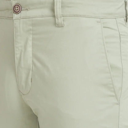 Men Green Lrt Fit Solid Cotton Blend Trouser