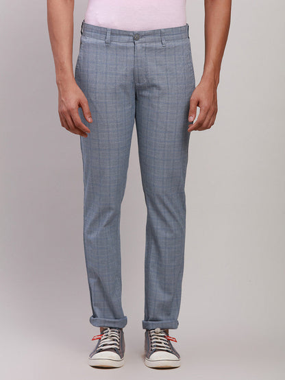 Parx Men Blue Solid Tapered Fit Trouser