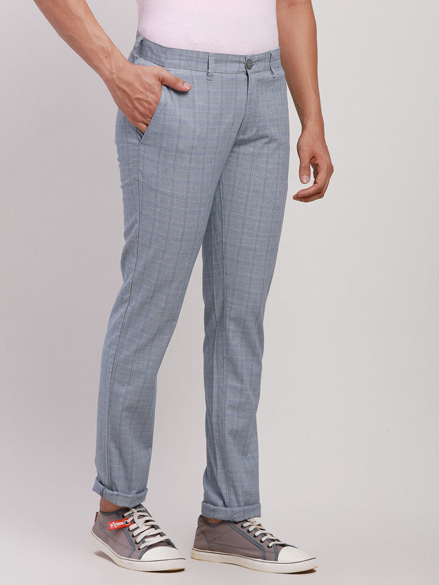 Parx Men Blue Solid Tapered Fit Trouser