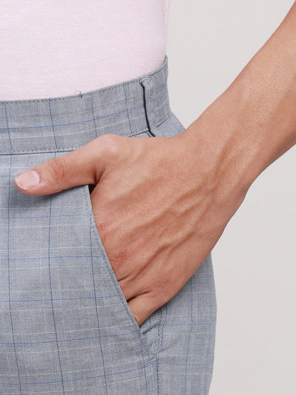 Parx Men Blue Solid Tapered Fit Trouser