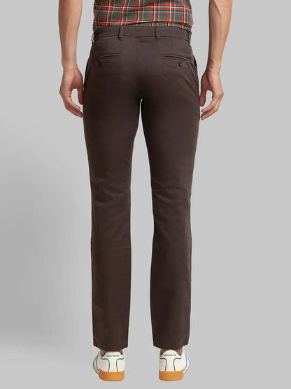 Men Brown Lrt Fit Print Cotton Blend Trouser