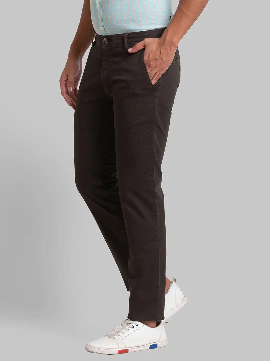 Men Green Lrt Fit Print Cotton Blend Trouser