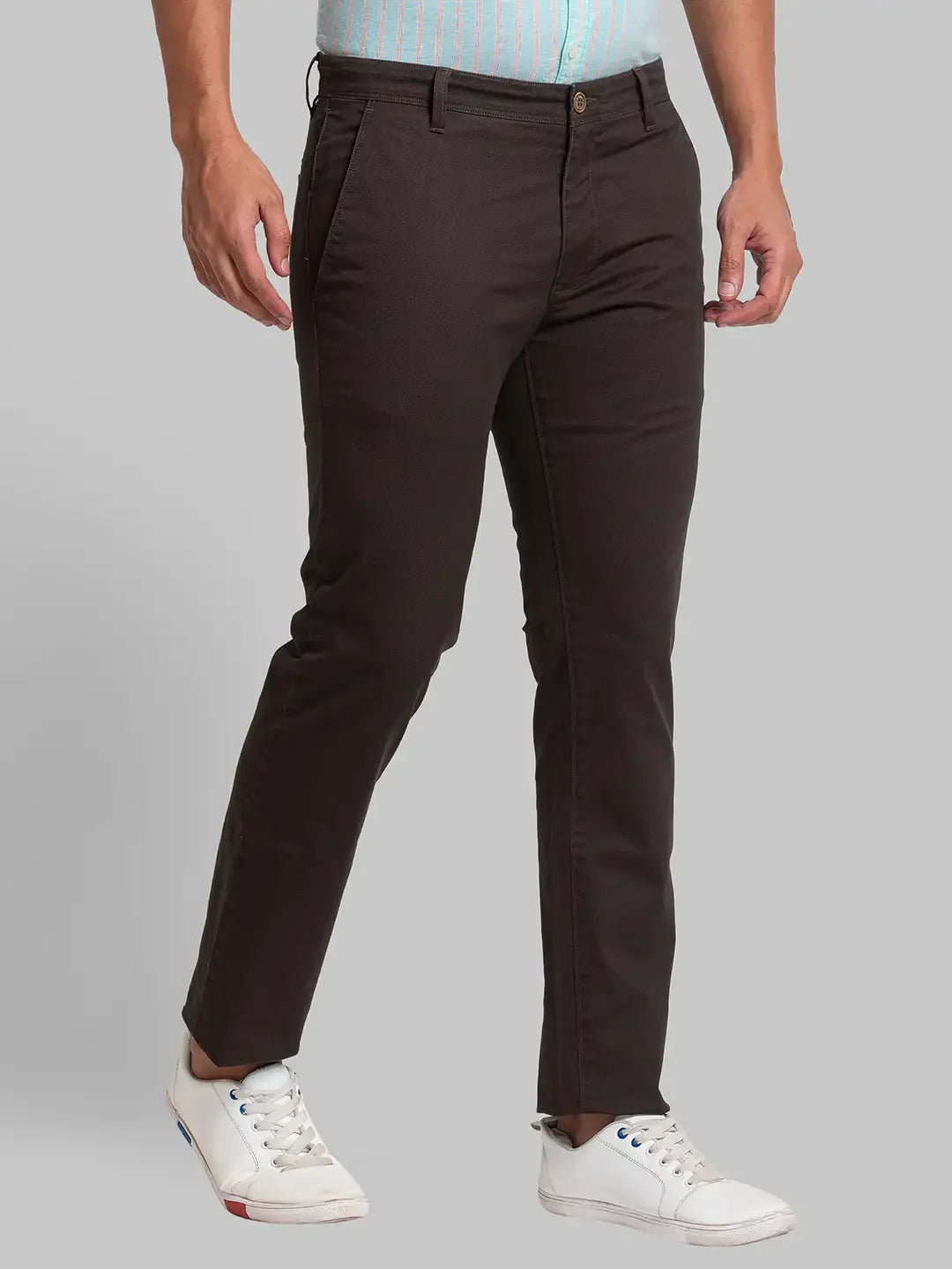 Men Green Lrt Fit Print Cotton Blend Trouser