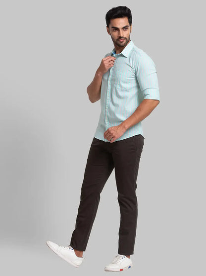 Men Green Lrt Fit Print Cotton Blend Trouser