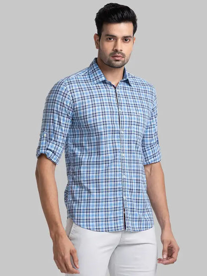 Men Grey Lrt Fit Solid Cotton Blend Trouser