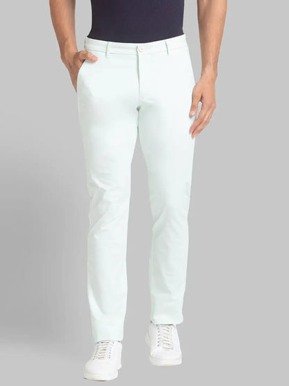 Men Green Lrt Fit Solid Cotton Blend Trouser