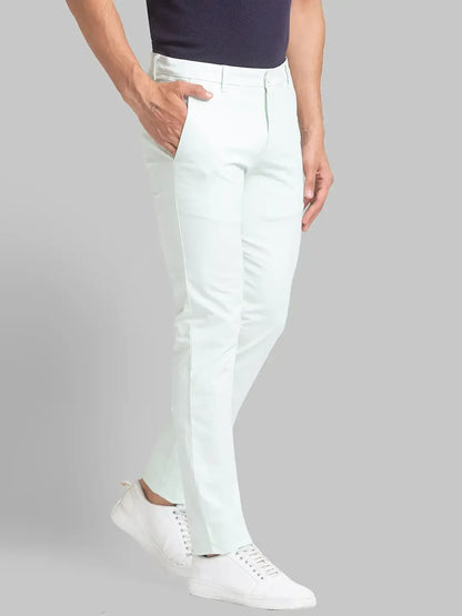 Men Green Lrt Fit Solid Cotton Blend Trouser