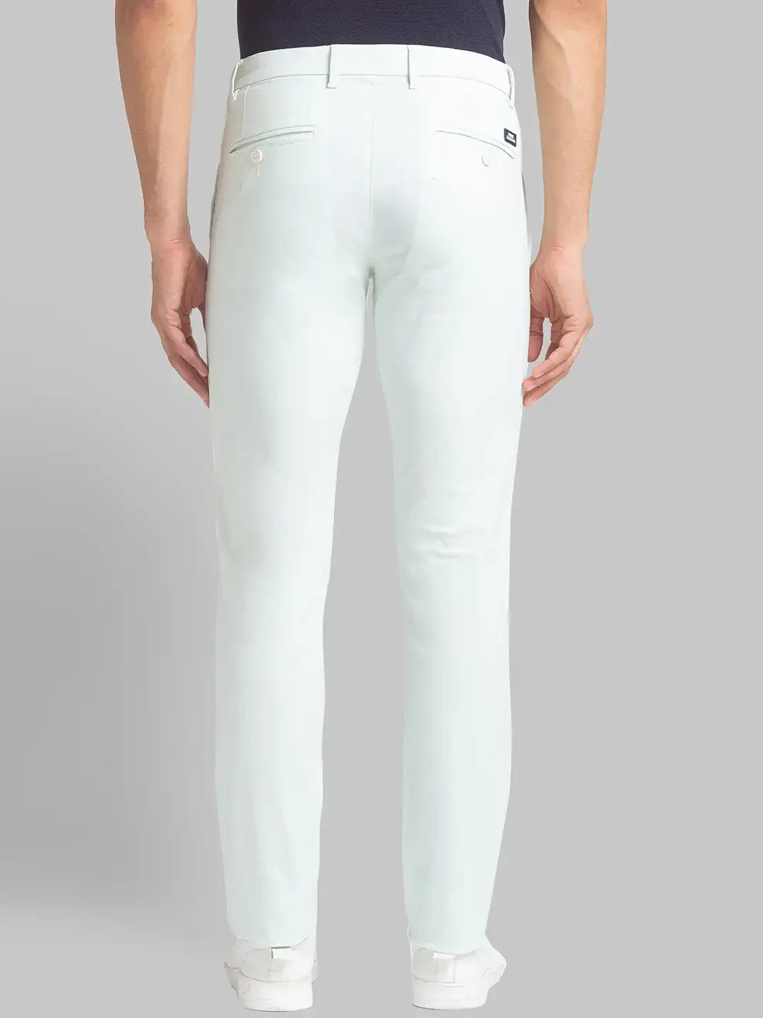 Men Green Lrt Fit Solid Cotton Blend Trouser