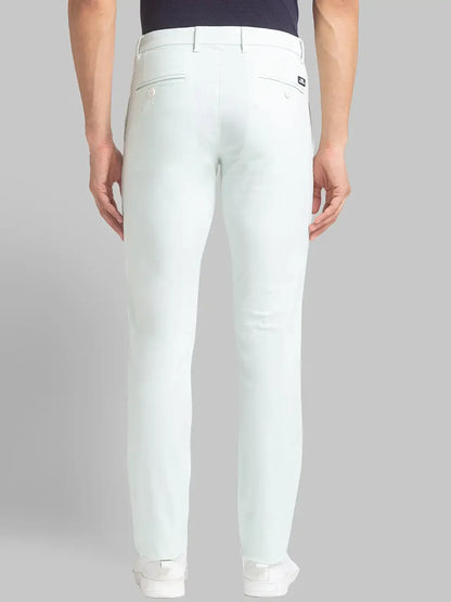 Men Green Lrt Fit Solid Cotton Blend Trouser