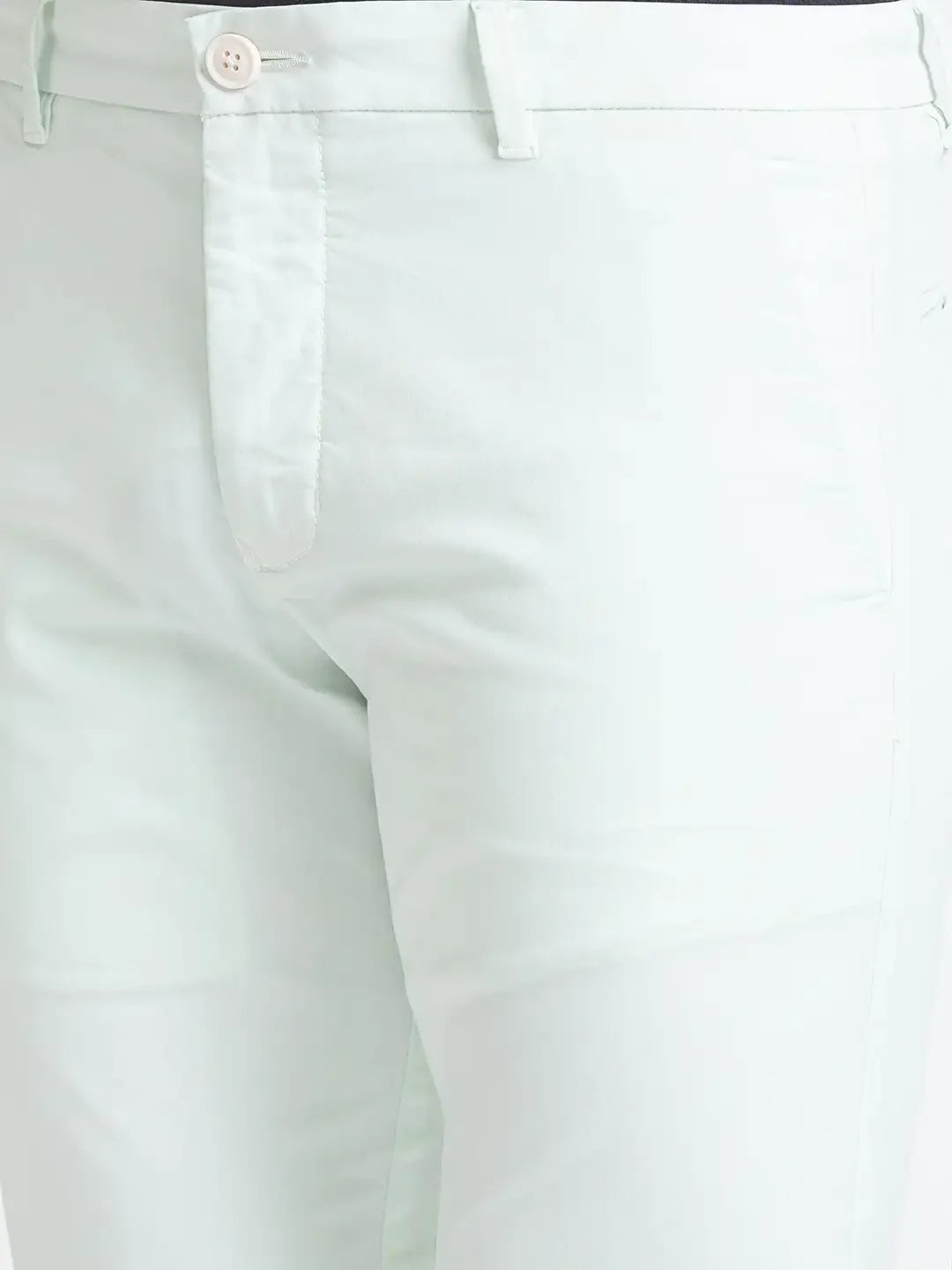 Men Green Lrt Fit Solid Cotton Blend Trouser