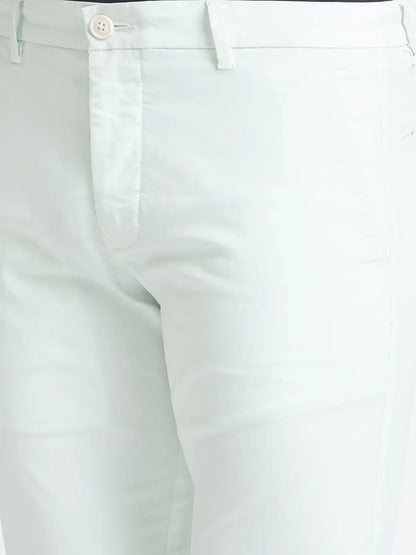 Men Green Lrt Fit Solid Cotton Blend Trouser