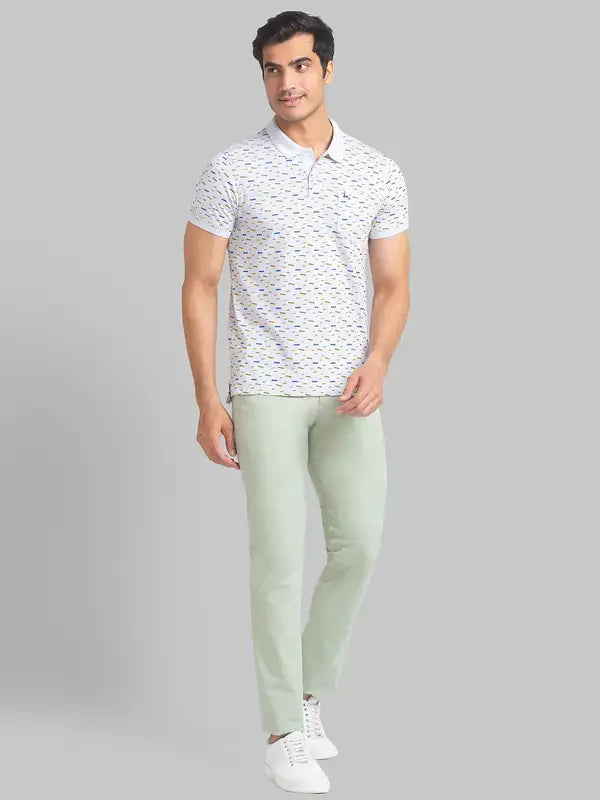 Men Green Lrt Fit Solid Cotton Blend Trouser