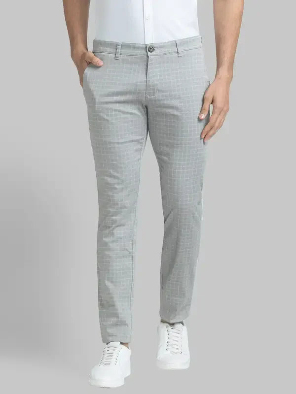 Men Grey Lrt Fit Print Cotton Blend Trouser