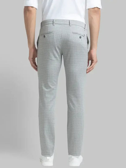 Men Grey Lrt Fit Print Cotton Blend Trouser