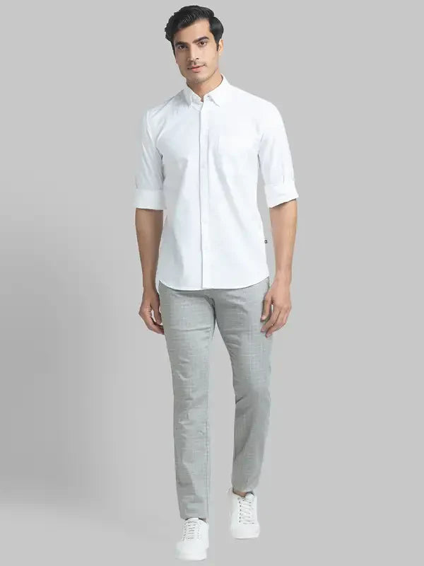 Men Grey Lrt Fit Print Cotton Blend Trouser