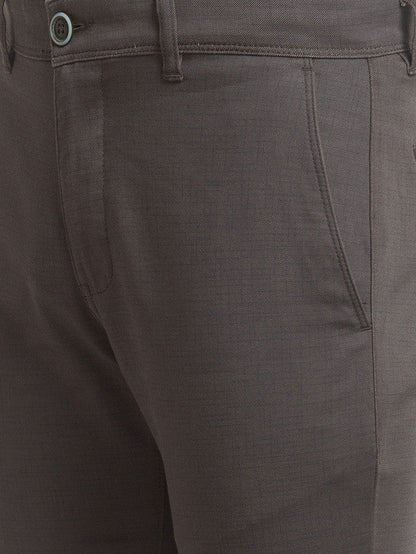 Parx Green Printed Low Rise Tapered Fit Cotton Blend Trouser