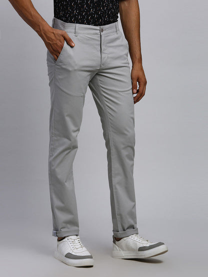 Parx Men Grey Solid Tapered Fit Trouser