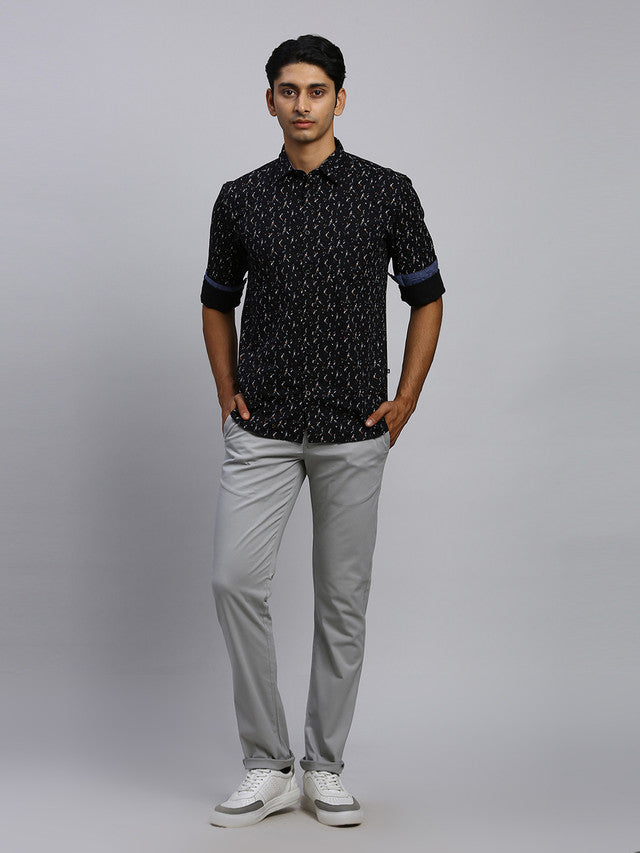 Parx Men Grey Solid Tapered Fit Trouser