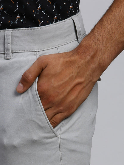 Parx Men Grey Solid Tapered Fit Trouser