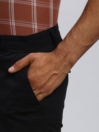 Parx Men Black Solid Tapered Fit Trouser