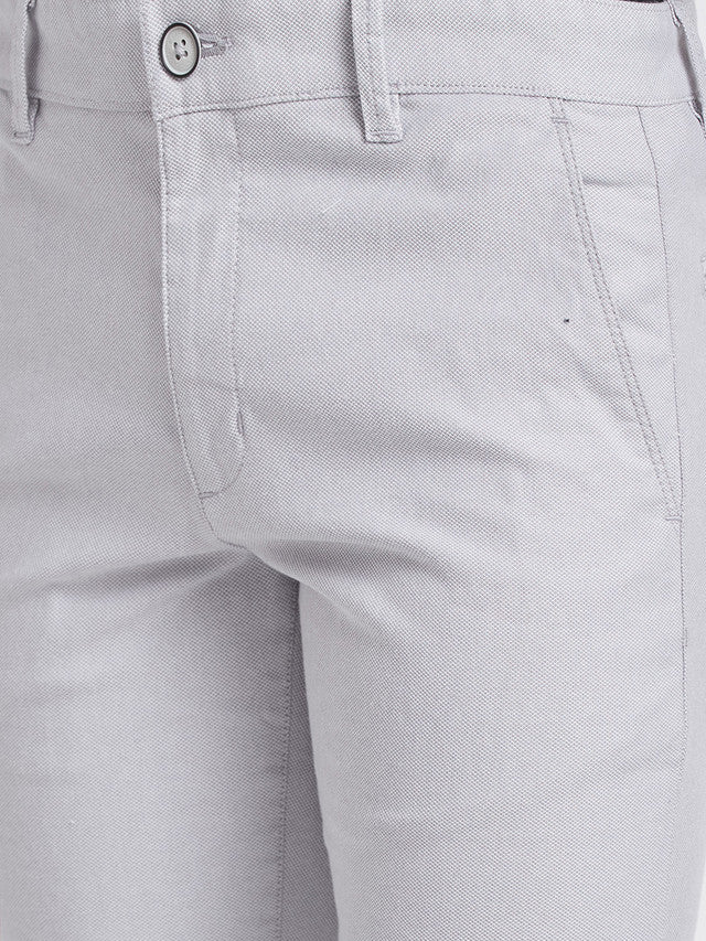Parx Grey Yarn Dyed Low Rise Tapered Fit Cotton Blend Trouser