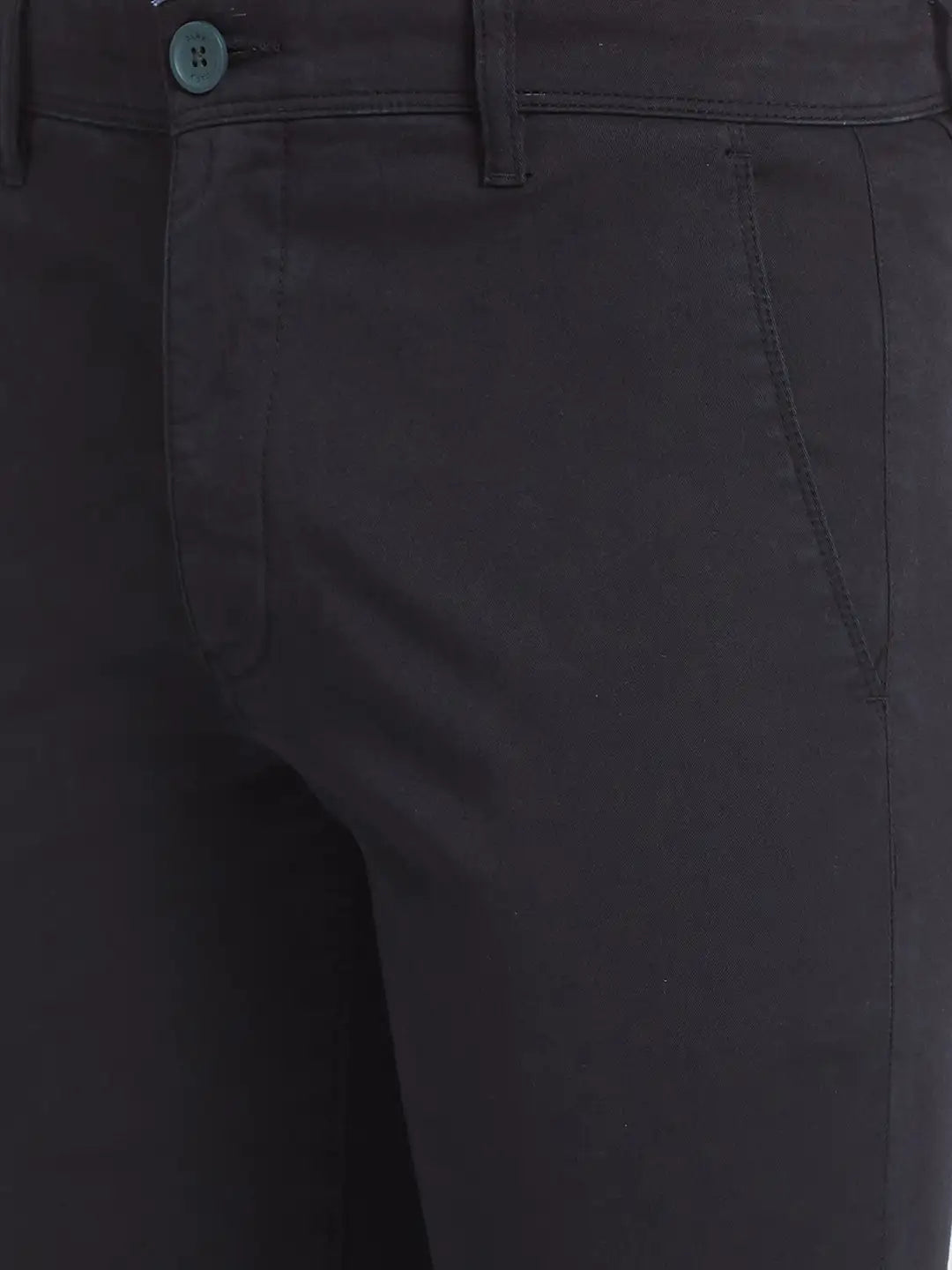 Men Black Lrt Fit Solid Cotton Blend Trouser