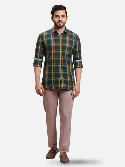 Parx Red Solid Low Rise Tapered Fit Cotton Blend Trouser