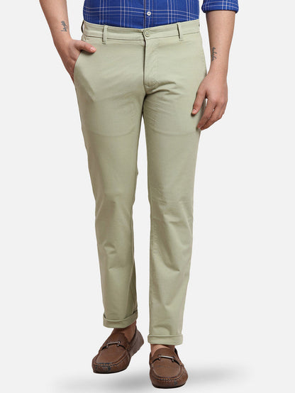 Parx Men Green Solid Tapered Fit Trouser