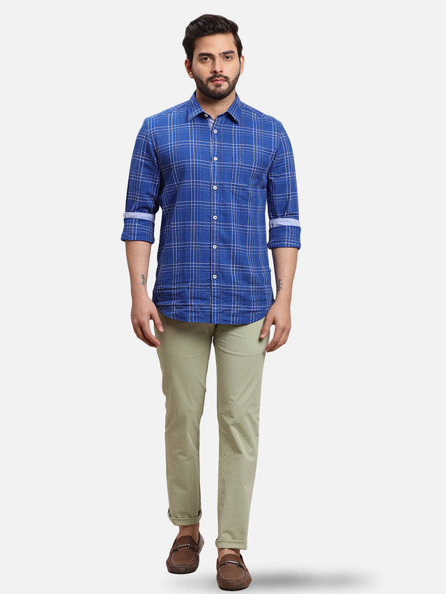 Parx Men Green Solid Tapered Fit Trouser