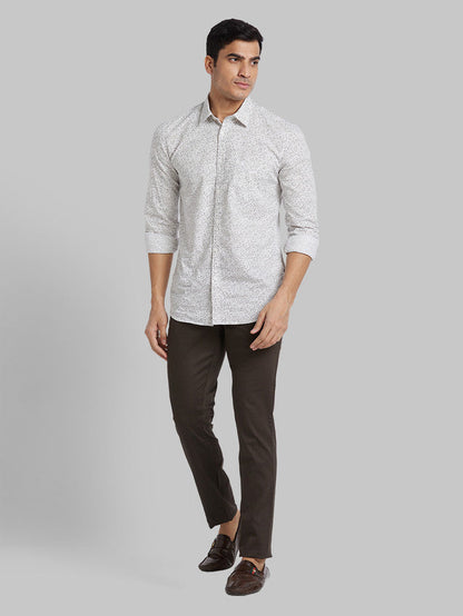 Parx Men Brown Printed Tapered Fit Trouser
