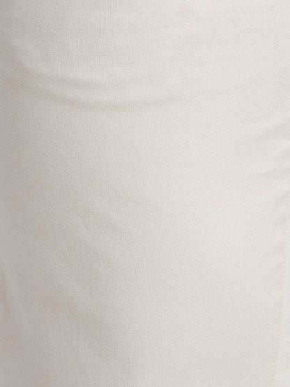 Parx Beige Solid Low Rise Tapered Fit Cotton Blend Trouser