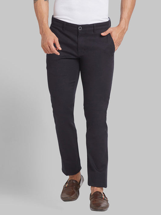 Parx Men Black Solid Tapered Fit Trouser