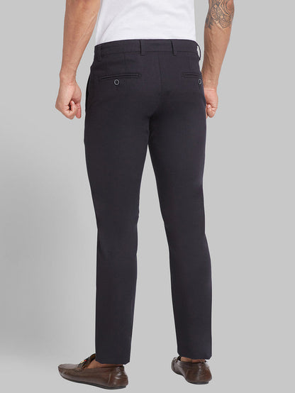 Parx Men Black Solid Tapered Fit Trouser