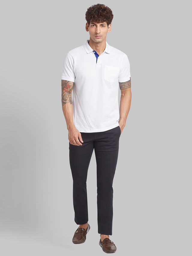 Parx Men Black Solid Tapered Fit Trouser