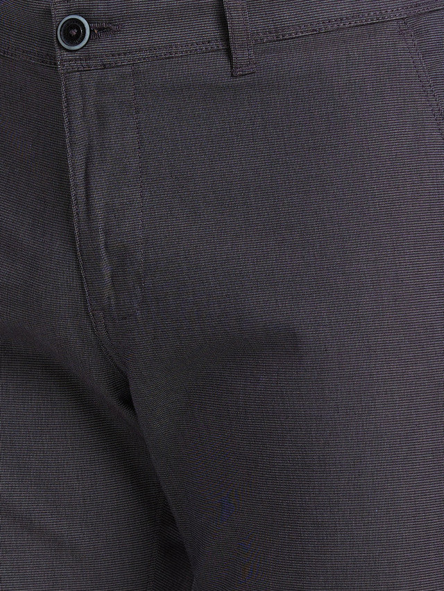 Parx Men Black Yarn Dyed Tapered Fit Trouser