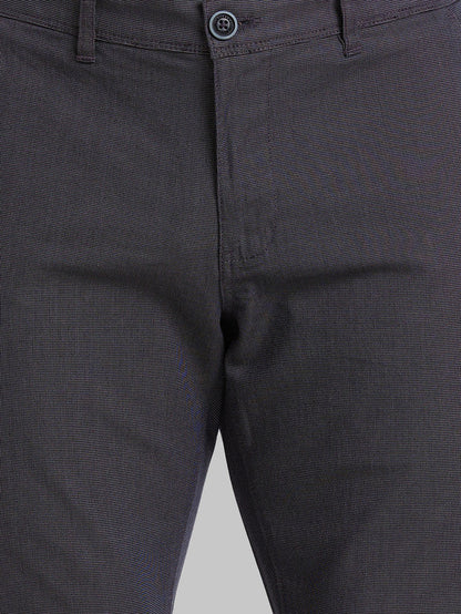 Parx Men Black Yarn Dyed Tapered Fit Trouser