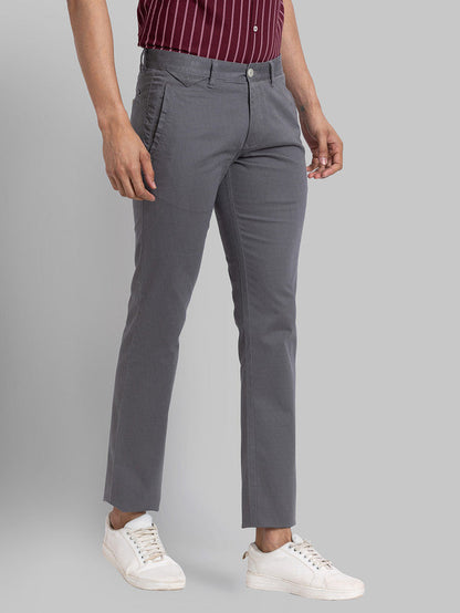 Parx Men Grey Printed Tapered Fit Trouser