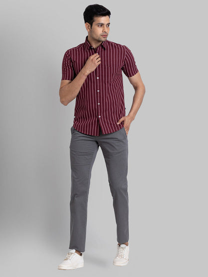 Parx Men Grey Printed Tapered Fit Trouser