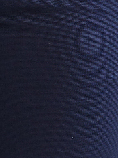 Parx Blue Solid Low Rise Tapered Fit Cotton Trouser