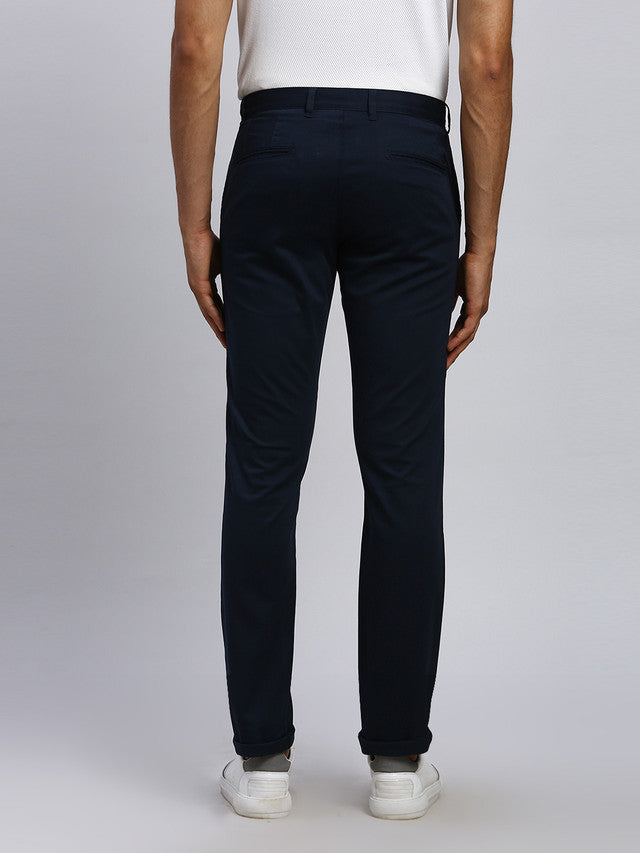 Parx Men Blue Solid Tapered Fit Trouser