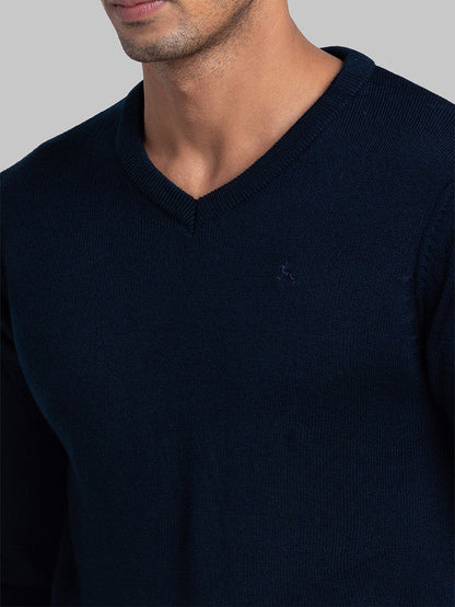 Parx Men Blue Solid Acrylic Sweaters