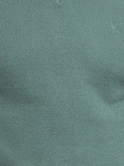 Parx Men Green Solid Acrylic Sweater