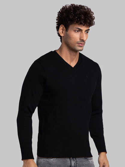 Parx Men Black Solid Acrylic Sweater