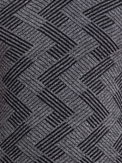 Parx Men Black Jacquard Acrylic Sweater